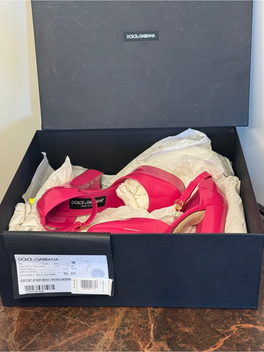 Dolce & Gabbana 145mm Pink Patent Leather Platform Pumps
